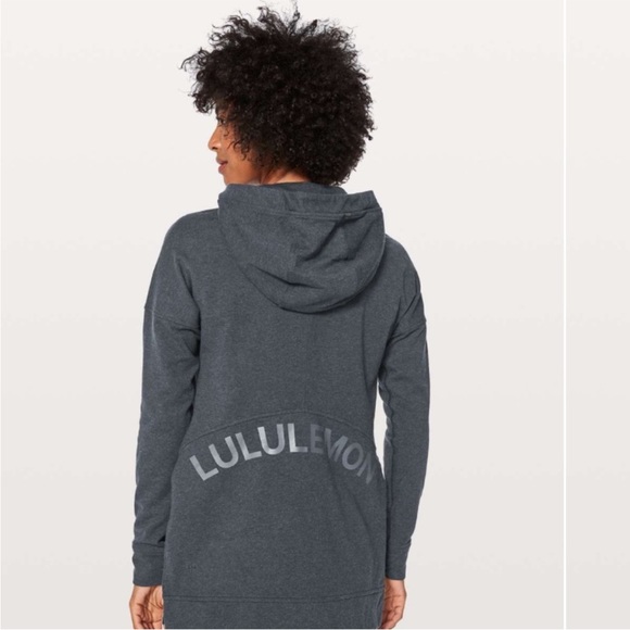 Lululemon Cut Above Hoodie Navy Blue Oversized Stretch French Terry Sz 2 - Picture 10 of 10